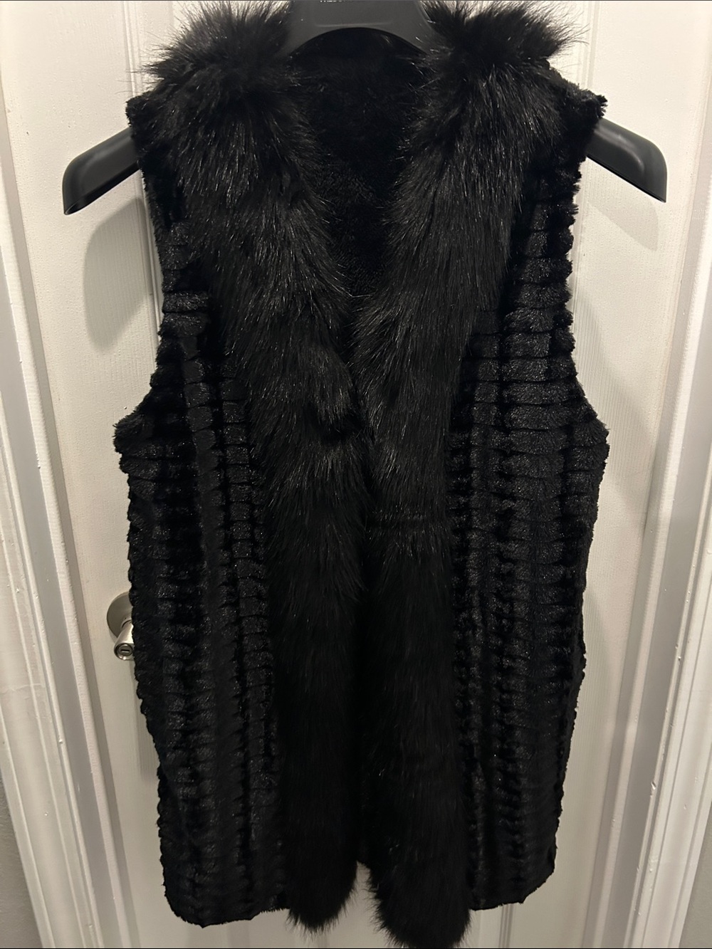 Black Faux Fur Long Vest